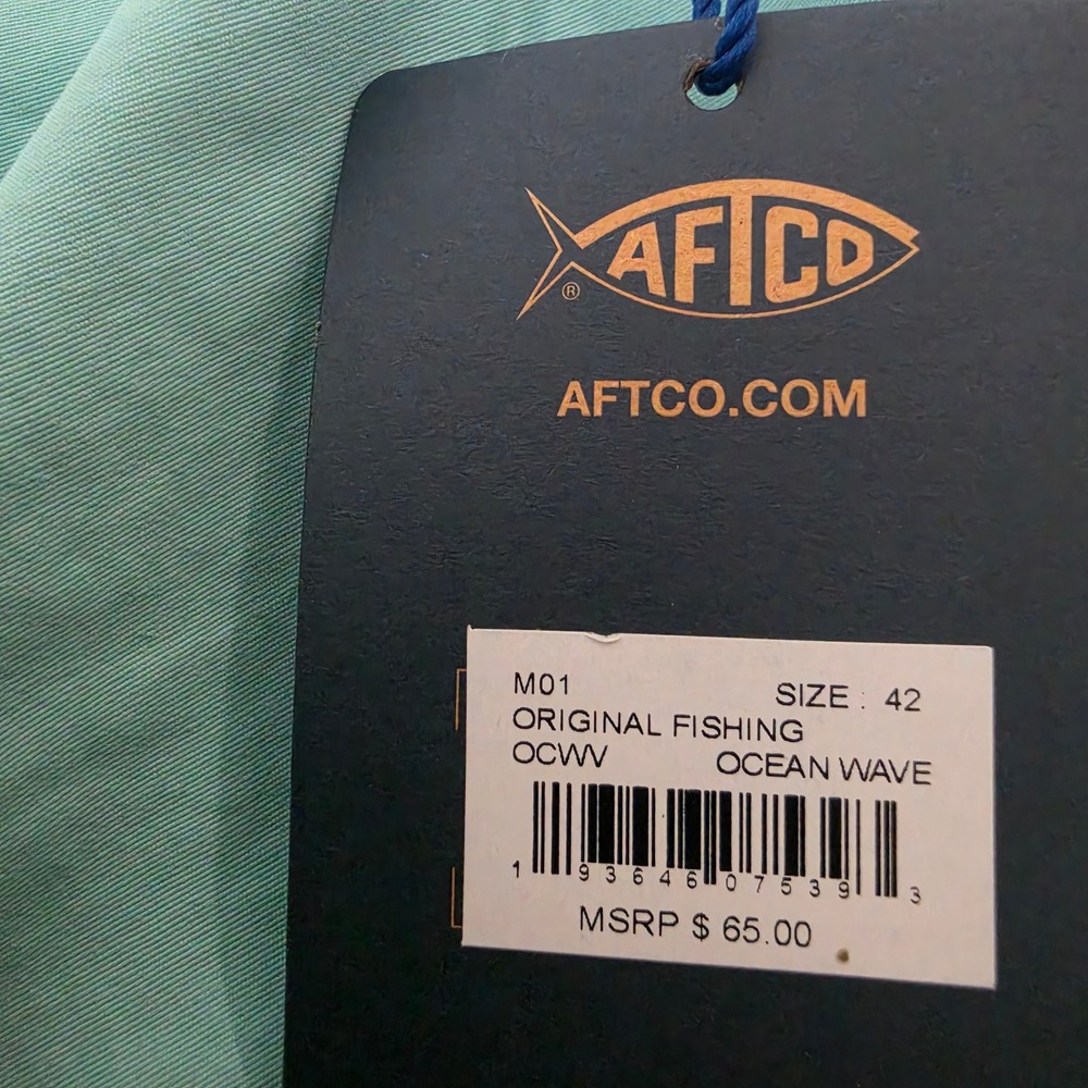 AFTCO Original Fishing Shorts Mens 42 Ocean Wave Blue Green M01 6in Inseam NWT - Picture 3 of 10